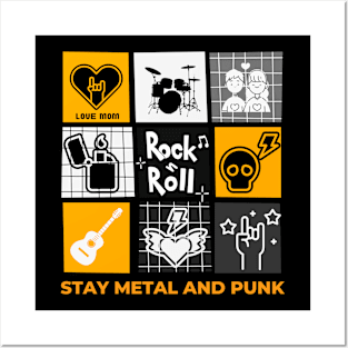 stay metal and punk love mom Posters and Art